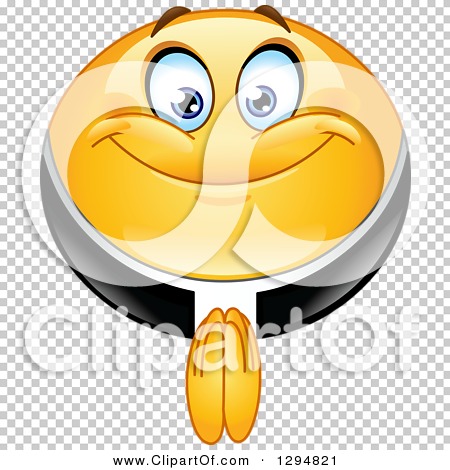 Clipart of a Happy Smiling Yellow Priest Emoticon Smiley with Prayer ...