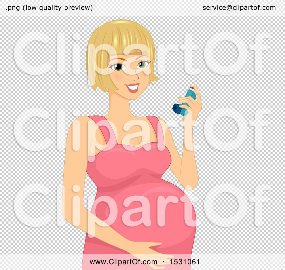 Clipart of a Happy White Pregnant Woman Holding an Asthma Inhaler - Royalty  Free Vector Illustration by BNP Design Studio #1531061