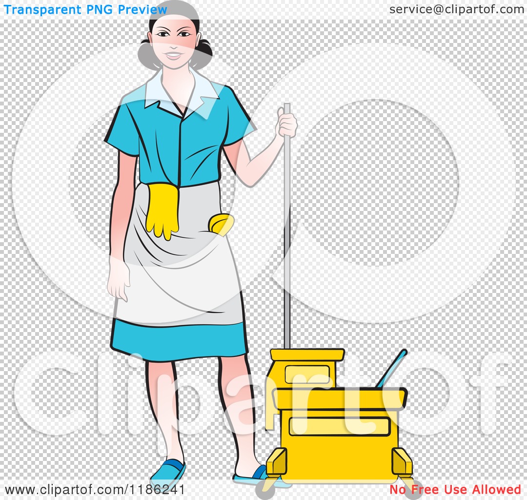 Girl mopping the wet floor Royalty Free Vector Image