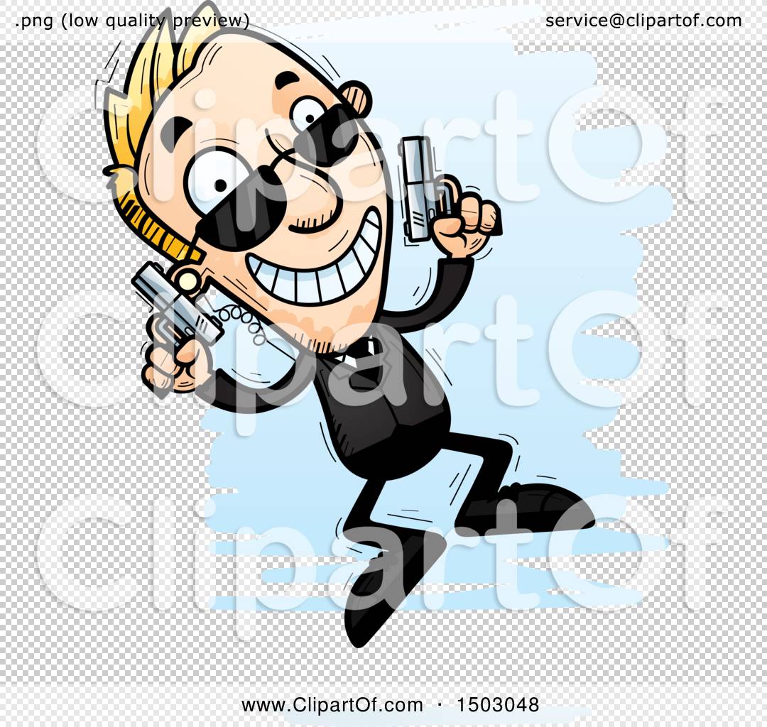 Clipart of a Jumping Caucasian Man Secret Service Agent - Royalty Free ...