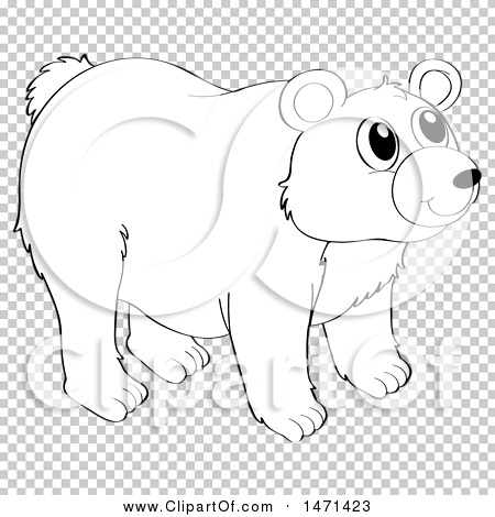 Clipart of a Lineart Bear - Royalty Free Vector Illustration by