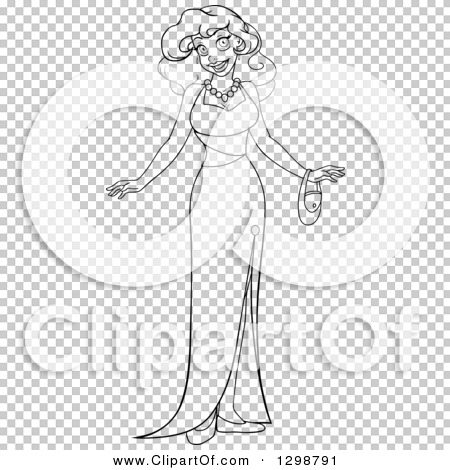 Clipart of a Lineart Black and White Beautiful Young African Woman ...