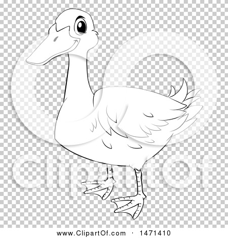 Clipart of a Lineart Duck - Royalty Free Vector Illustration by