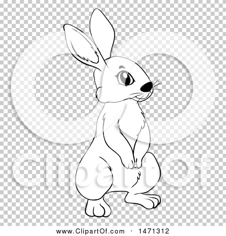 Clipart of a Lineart Rabbit - Royalty Free Vector Illustration by