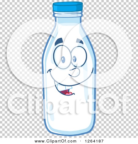 Clipart of a Milk Bottle Character - Royalty Free Vector Illustration