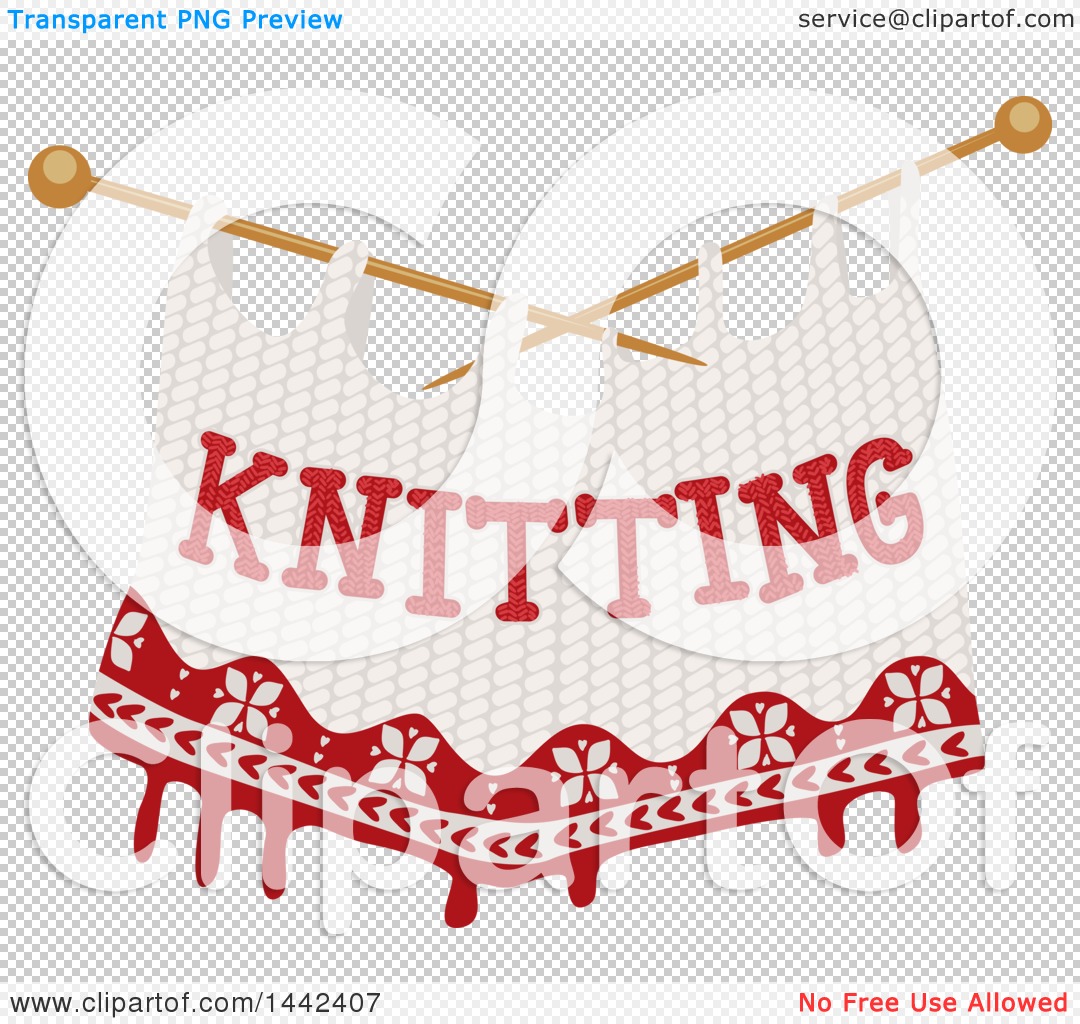 Clipart Of A Pair Of Knitting Needles And Cloth With Text