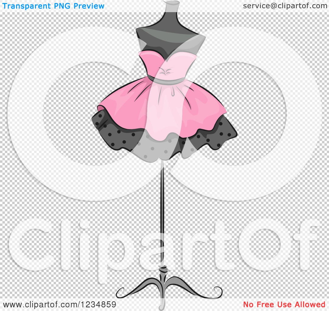Clipart of a Pink Boutique Dress on a Mannequin - Royalty Free Vector ...