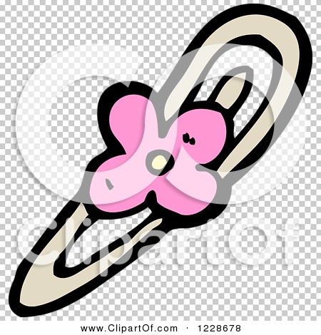 Clipart of a Pink Flower Hair Clip - Royalty Free Vector Illustration