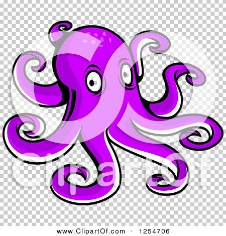 Clipart of a Purple Octopus - Royalty Free Vector Illustration by