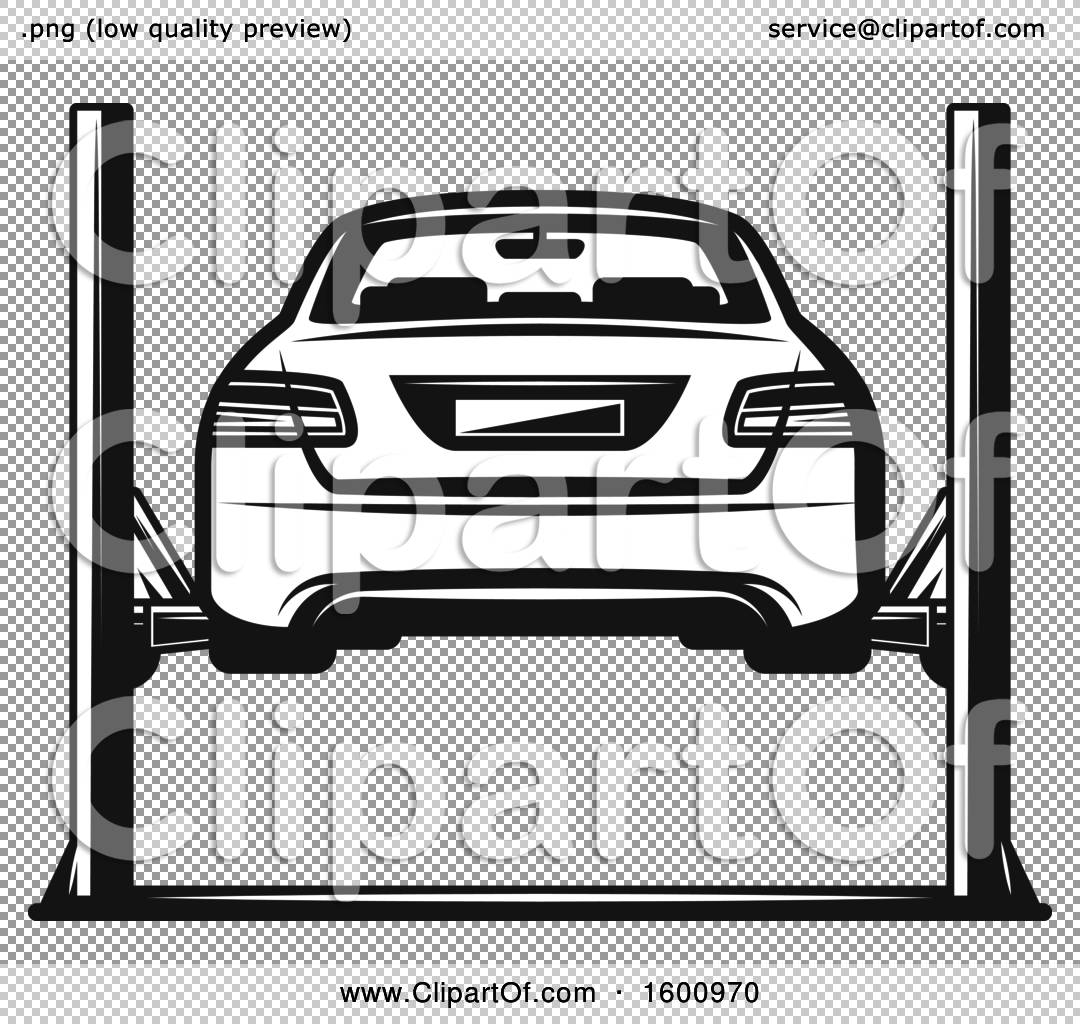 Clipart of a Rear View of a Car on a Lift - Royalty Free Vector  Illustration by Vector Tradition SM #1600970