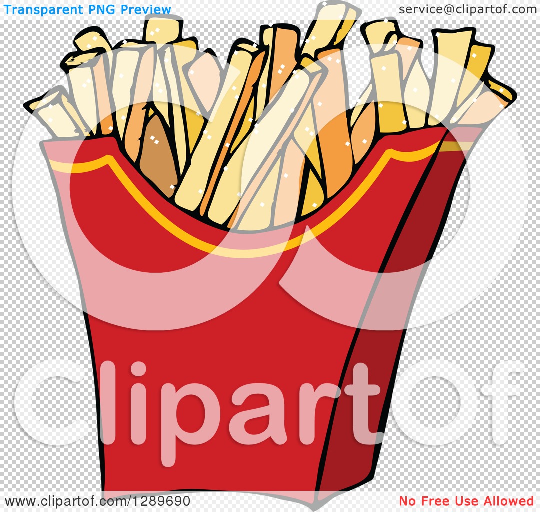 Clipart of a Red Carton of Salted French Fries - Royalty Free Vector ...