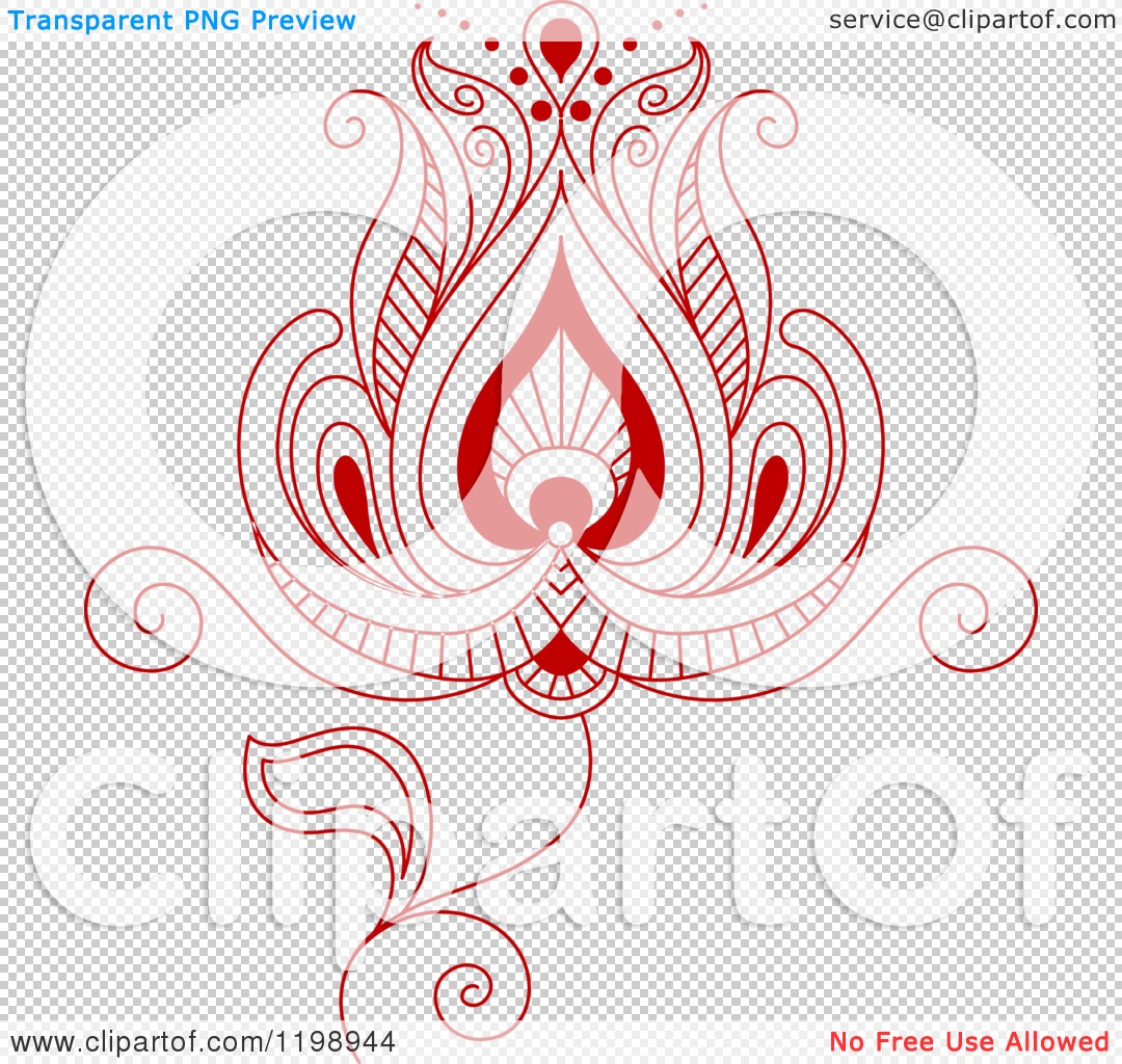 Clipart of a Red Henna Flower 4 - Royalty Free Vector Illustration by