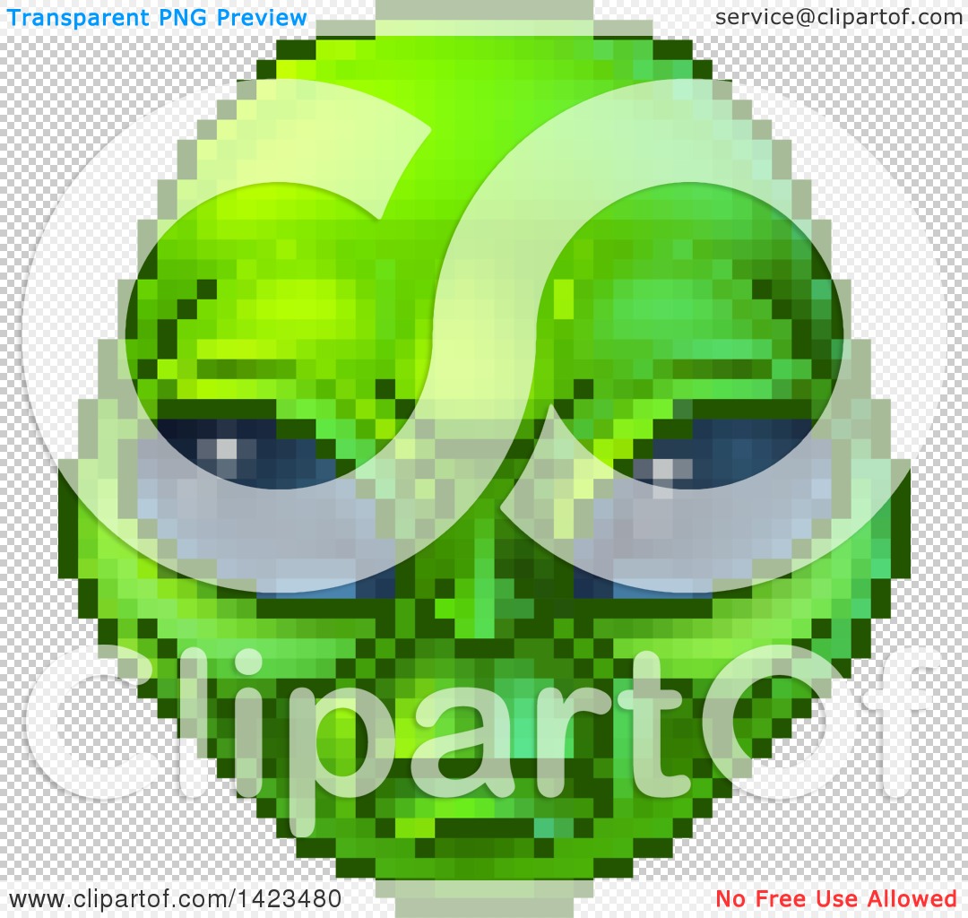 Pixel Art Green And Gray Cartoon Alien Character 8 Bit Pixel Alien
