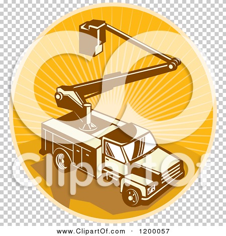 Download Clipart of a Retro Bucket Truck over an Oval of Rays ...