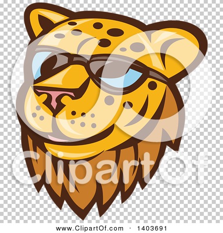 Clipart of a Retro Cheetah or Leopard Face Wearing Sunglasses - Royalty ...