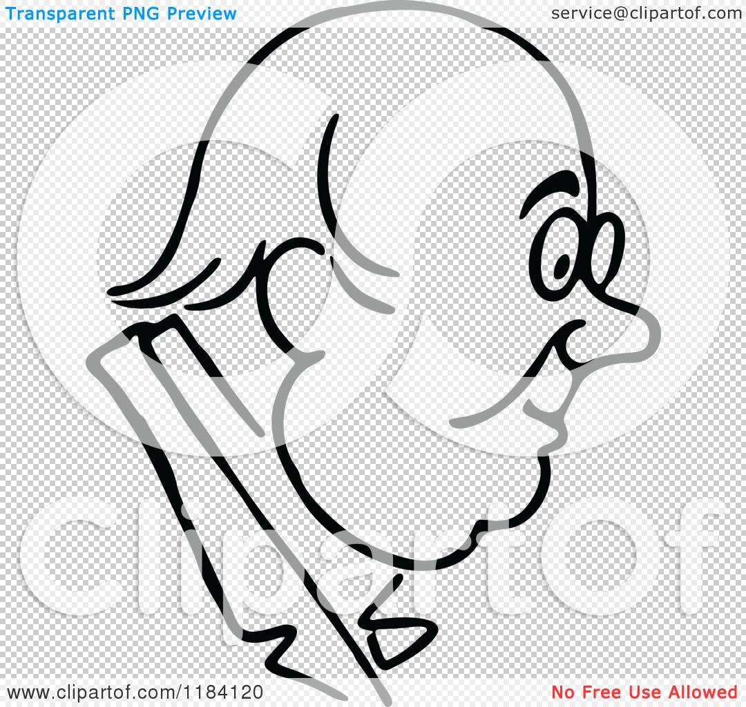 Clipart of a Retro Vintage Black and White Mans Face in Profile 7