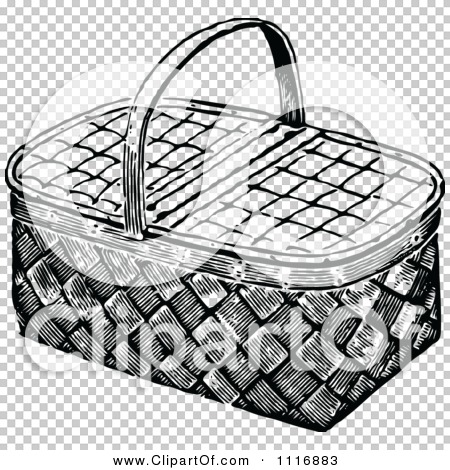 picnic basket clip art black and white