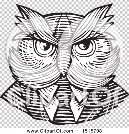 Clipart of a Retro Woodcut Hipster Owl in a Suit and Tie ...