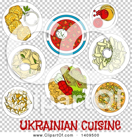 Clipart of a Setting of Sketched Ukrainian Cuisine ...