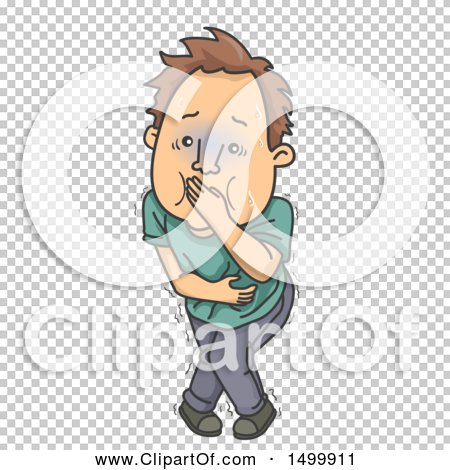 Clipart of a Sick Man Holding His Vomit in His Mouth - Royalty Free