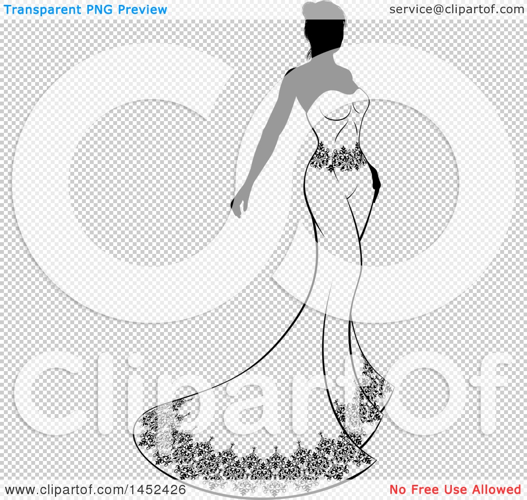 Download Clipart of a Silhouetted Black and White Bride in a ...