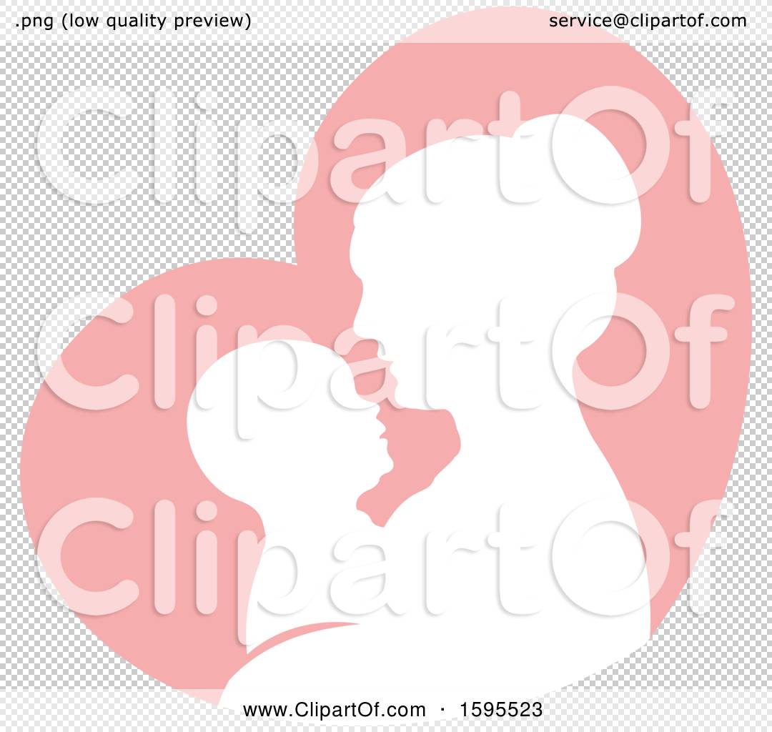 Download Clipart of a Silhouetted Mother Holding a Baby over a Pink ...