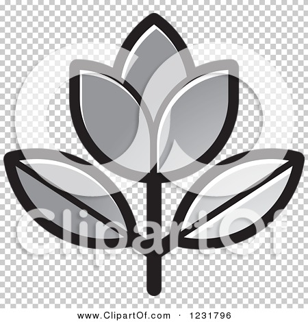 Clipart of a Silver Flower Icon - Royalty Free Vector Illustration by