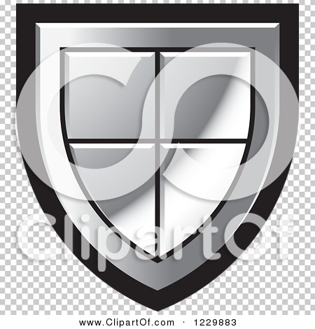 Clipart of a Silver Shield Icon - Royalty Free Vector Illustration by