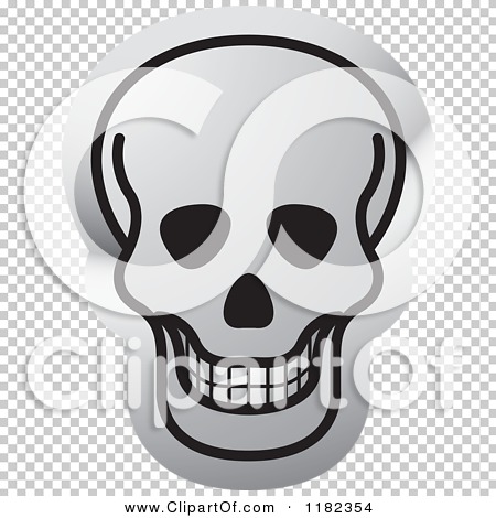 Clipart of a Silver Skull Icon - Royalty Free Vector Illustration by