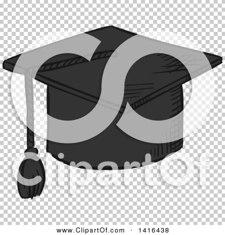 Clipart of a Sketched Graduation Cap - Royalty Free Vector Illustration
