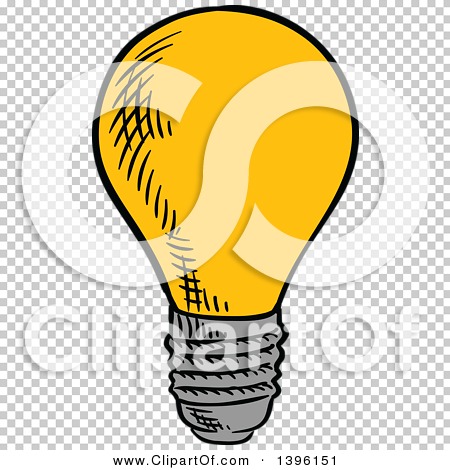 Clipart of a Sketched Light Bulb - Royalty Free Vector Illustration by