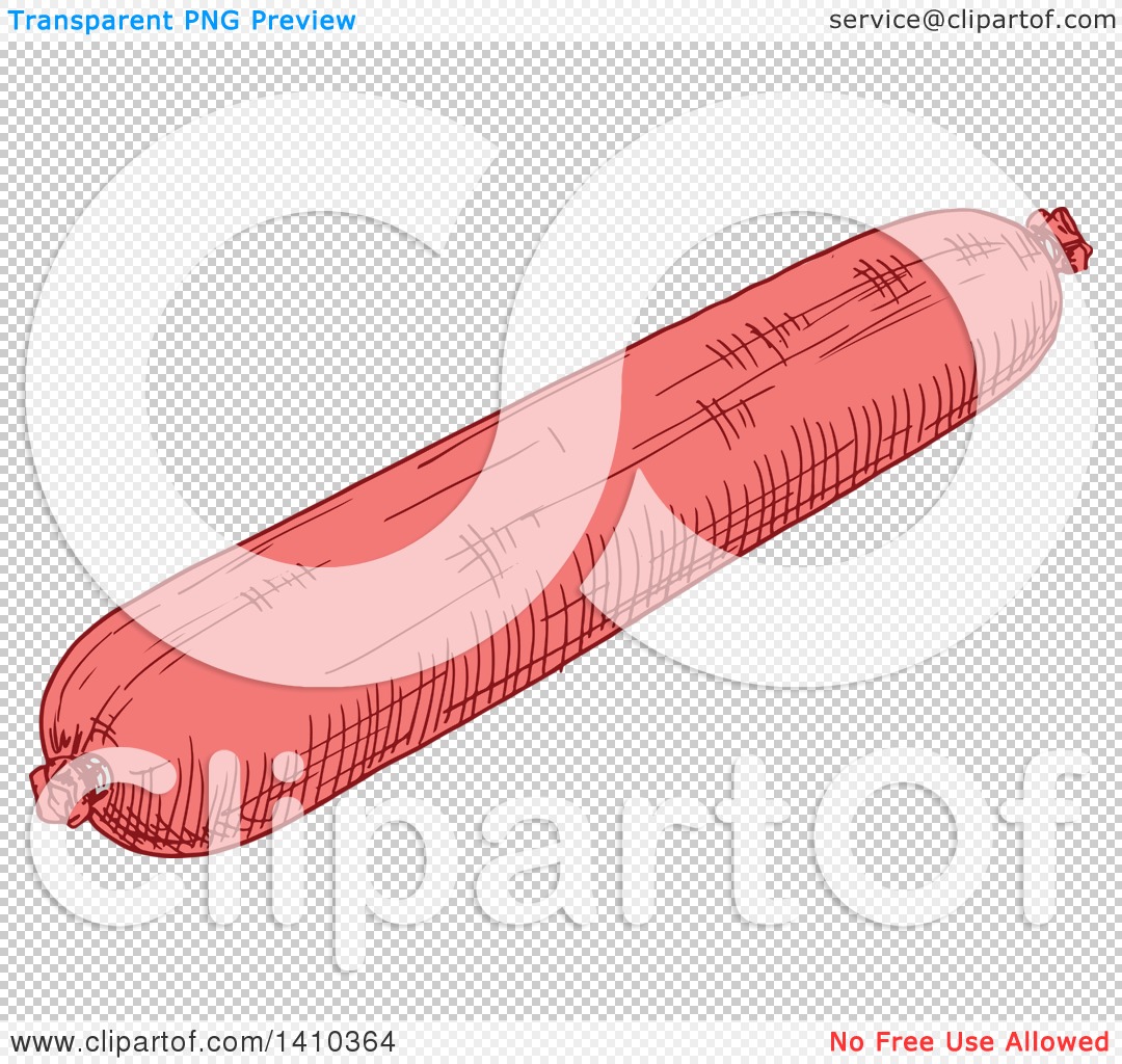 Clipart of a Sketched Sausage - Royalty Free Vector Illustration by