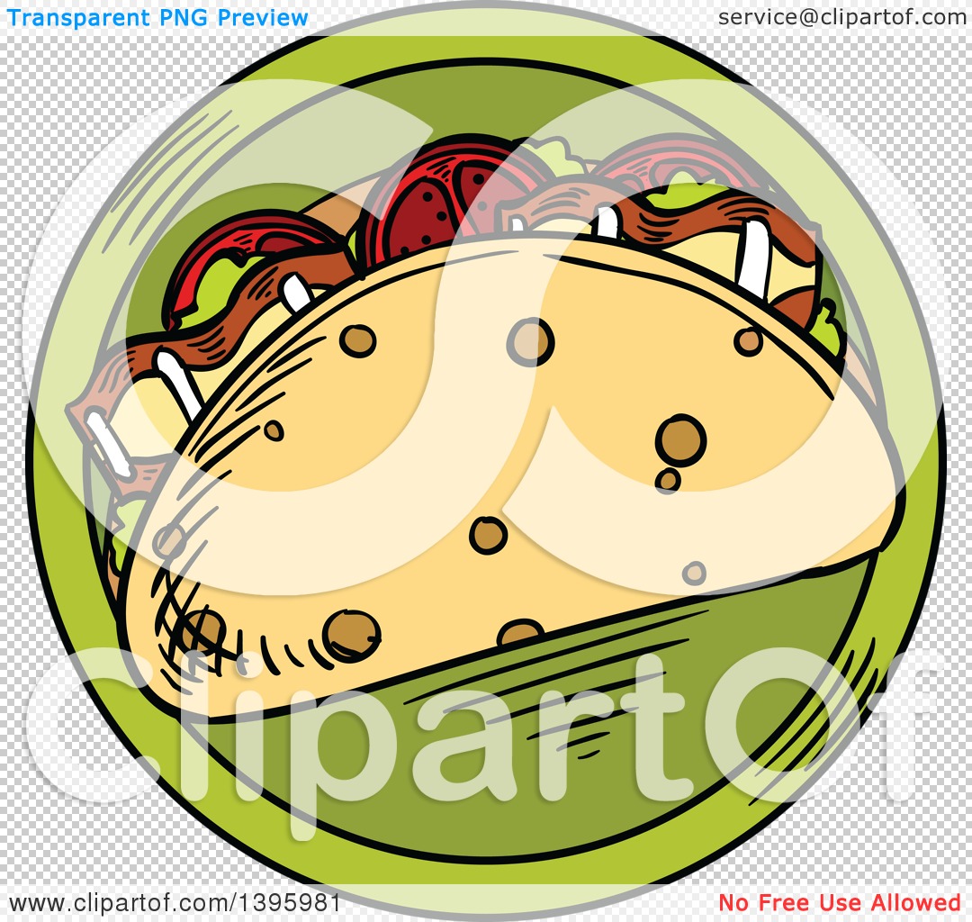 Clipart of a Sketched Taco - Royalty Free Vector Illustration by Vector