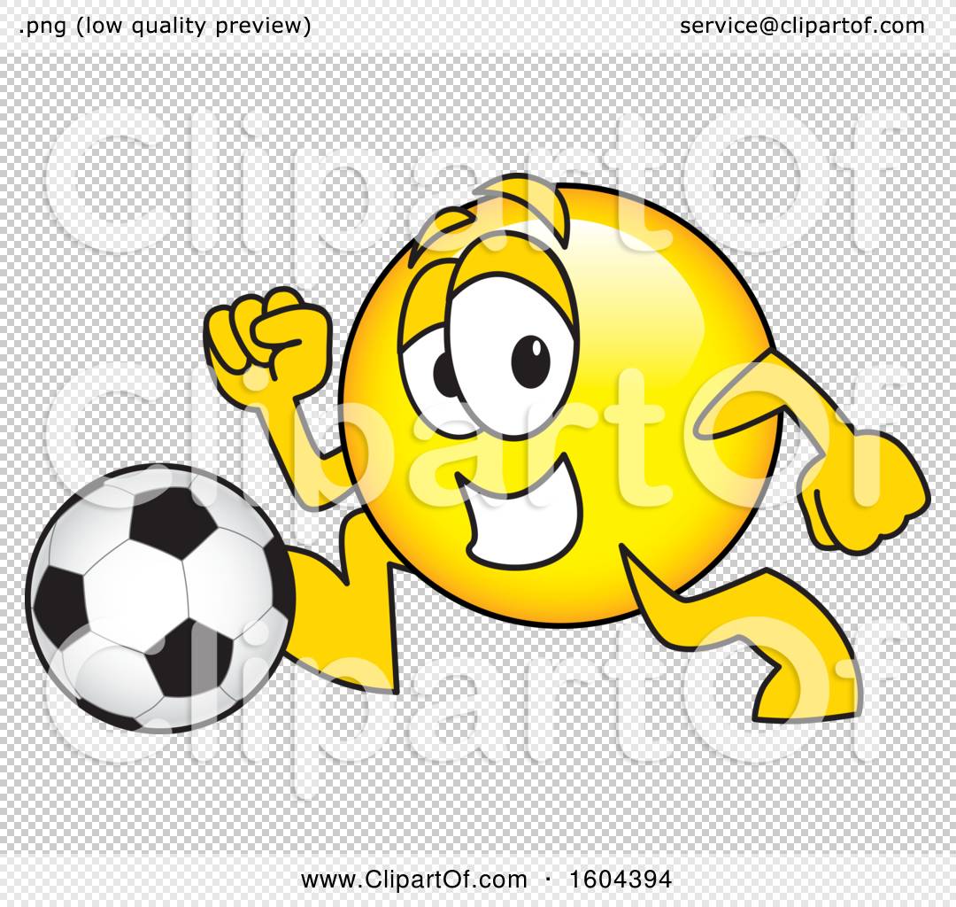Clipart of a Smiley Emoji School Mascot Character Playing Soccer ...