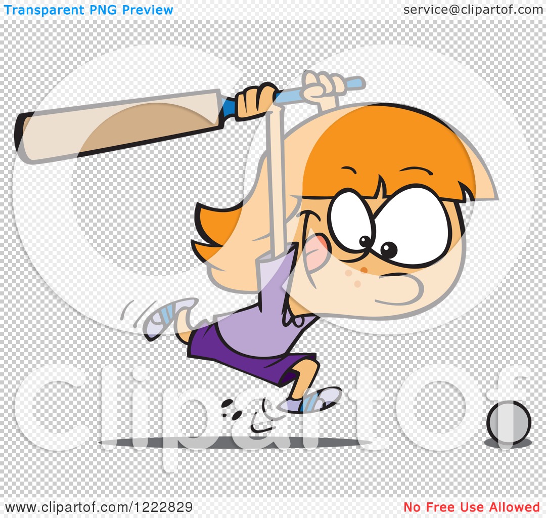 Clipart of a Sporty Cricket Girl Chasing a Ball with a Bat - Royalty Free  Vector Illustration by toonaday #1222829