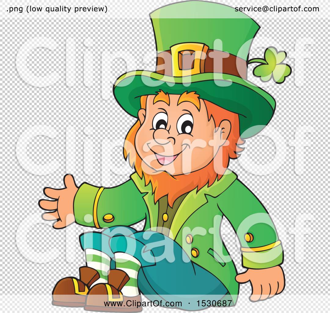 Clipart Of A St Patricks Day Leprechaun Sitting Royalty Free Vector Illustration By Visekart