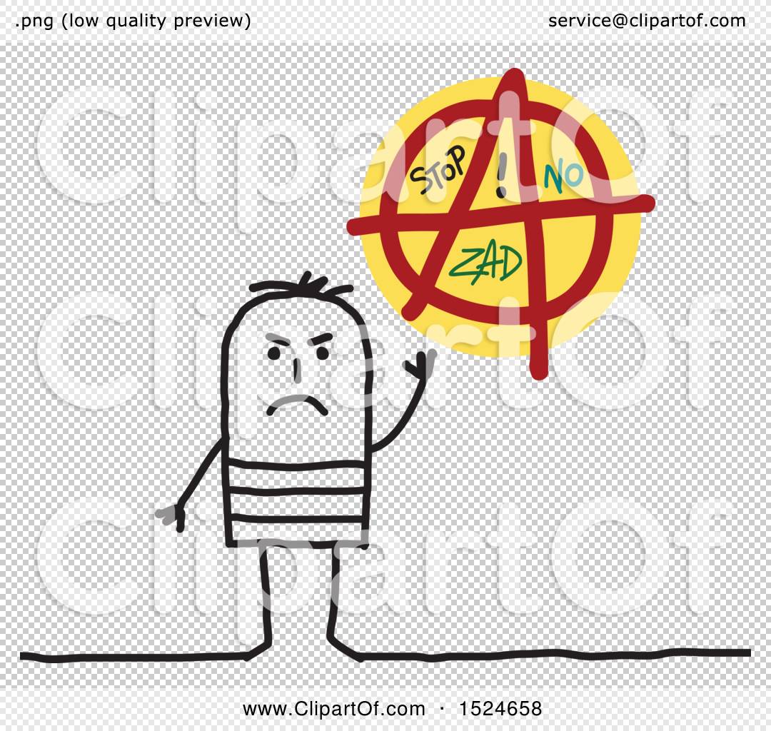 Clipart of a Stick Man with an Anarchist Sign - Royalty Free Vector ...