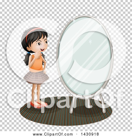 Clipart of a Thinking Asian Girl Looking in a Mirror - Royalty Free ...
