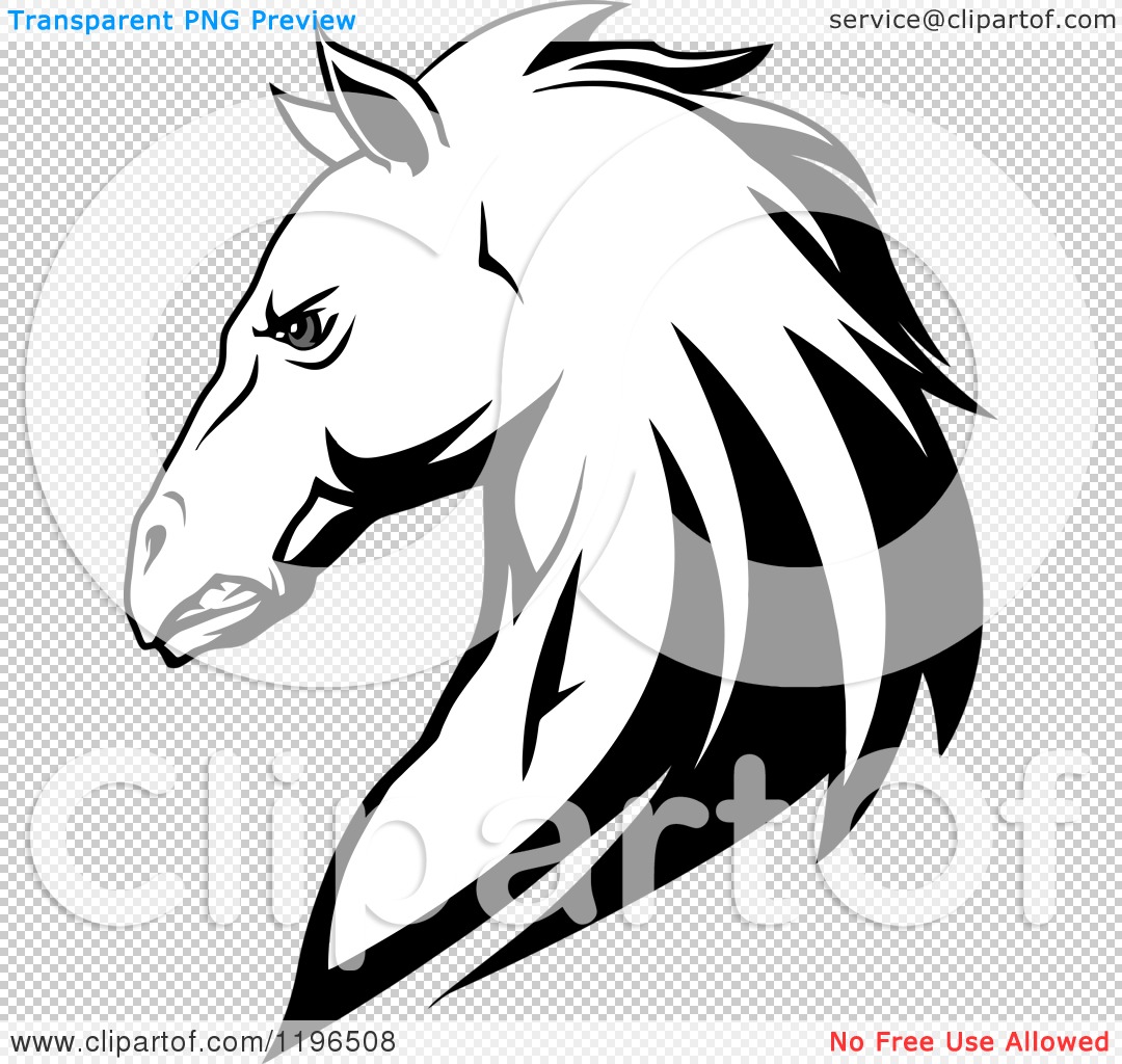 horse head clip art black and white