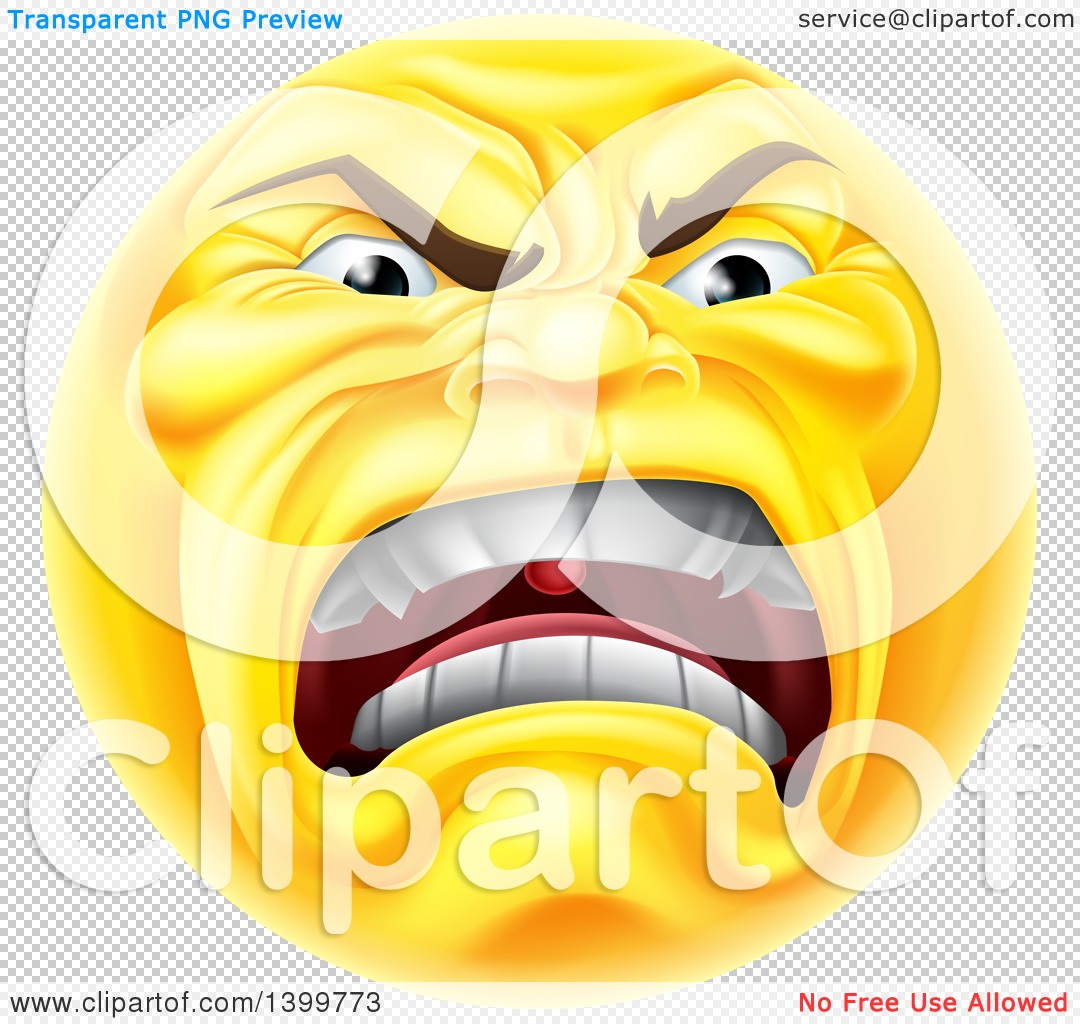 Clipart of a Yellow Angry Screaming Emoji Emoticon Smiley - Royalty
