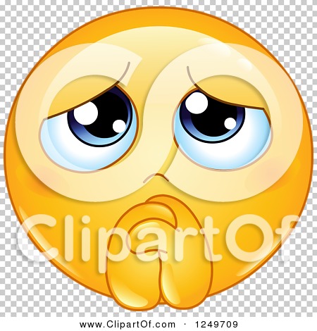 Clipart of a Yellow Emoticon Smiley Begging and Pleading - Royalty Free ...