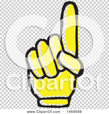 Clipart of a Yellow Pop Art Styled Hand Pointing up - Royalty Free