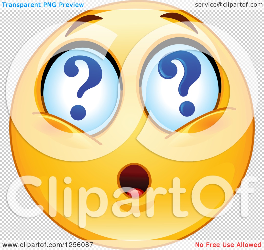 Clipart of a Yellow Smiley Emoticon with Question Mark Eyes - Royalty ...