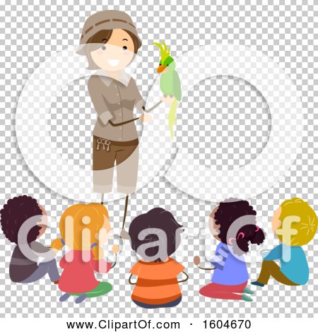 Clipart of a Zookeeper Discussing a Parrot with Children - Royalty Free ... Girl Cartoon Zoo Keeper