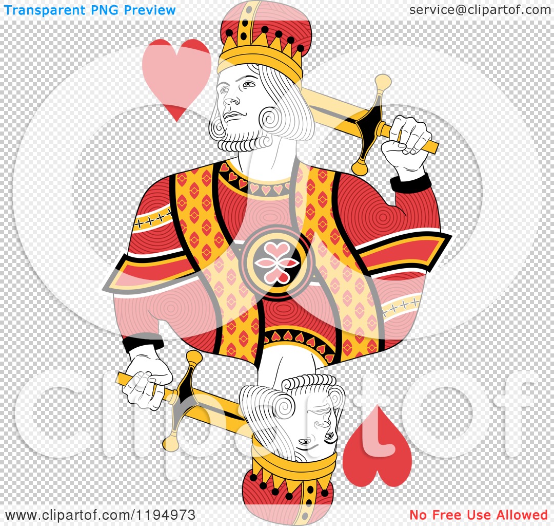 Clipart of an Isolated King of Hearts - Royalty Free Vector ...