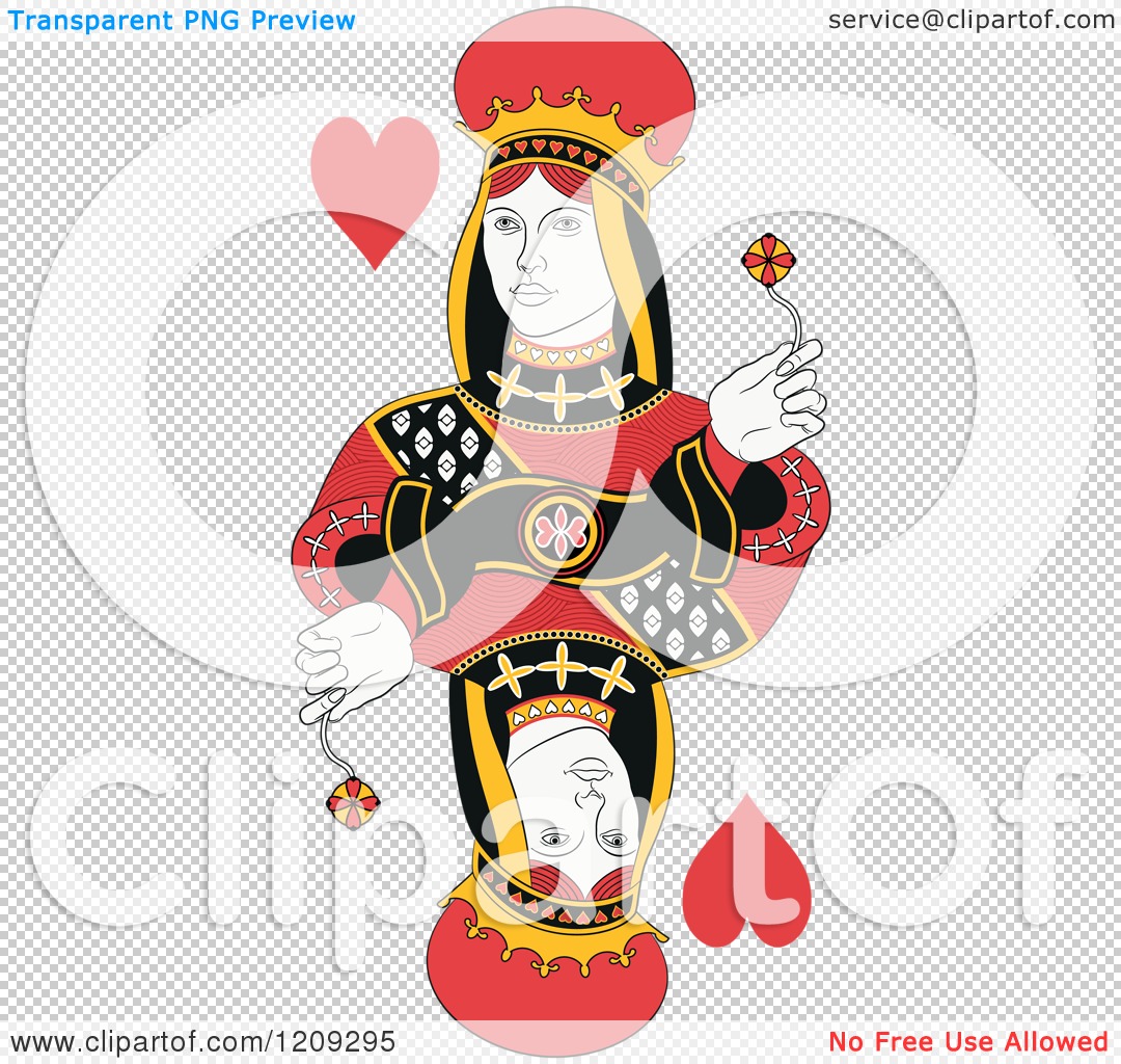 Clipart of an Isolated Queen of Hearts - Royalty Free Vector