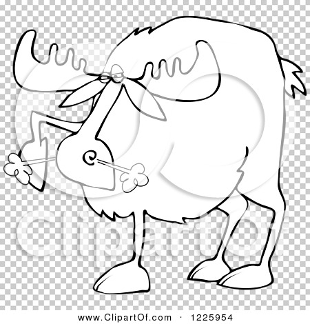 Clipart of an Outlined Snorting Angry Moose - Royalty Free Vector