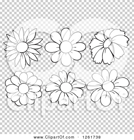 Clipart of Black and White Flowers - Royalty Free Vector Illustration