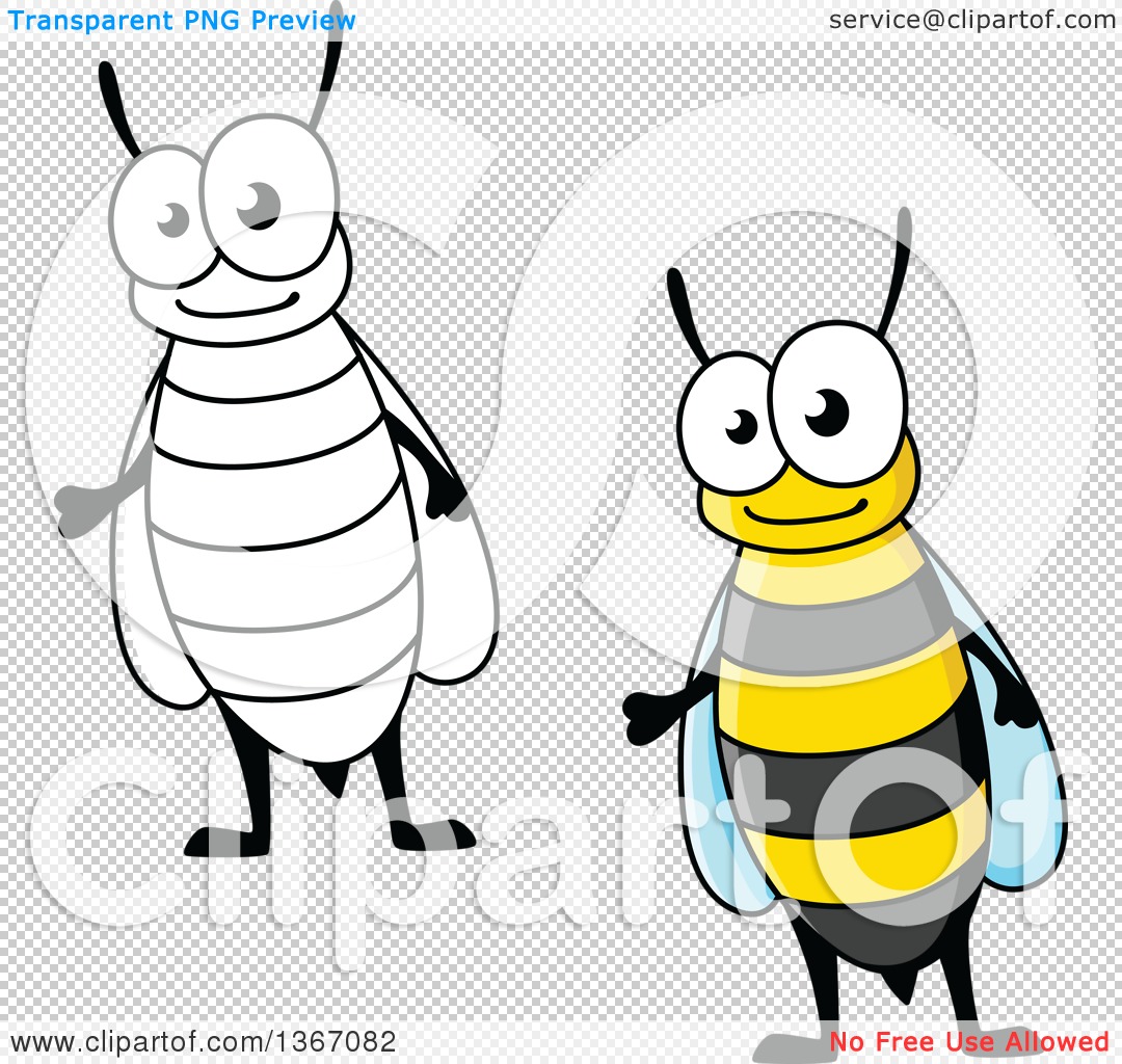 cartoon bee black and white