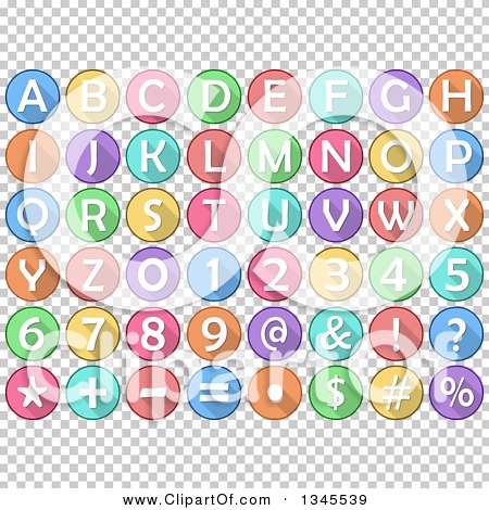 Clipart of Cartoon Round Colorful Number, Alphabet Letter and Symbol ...
